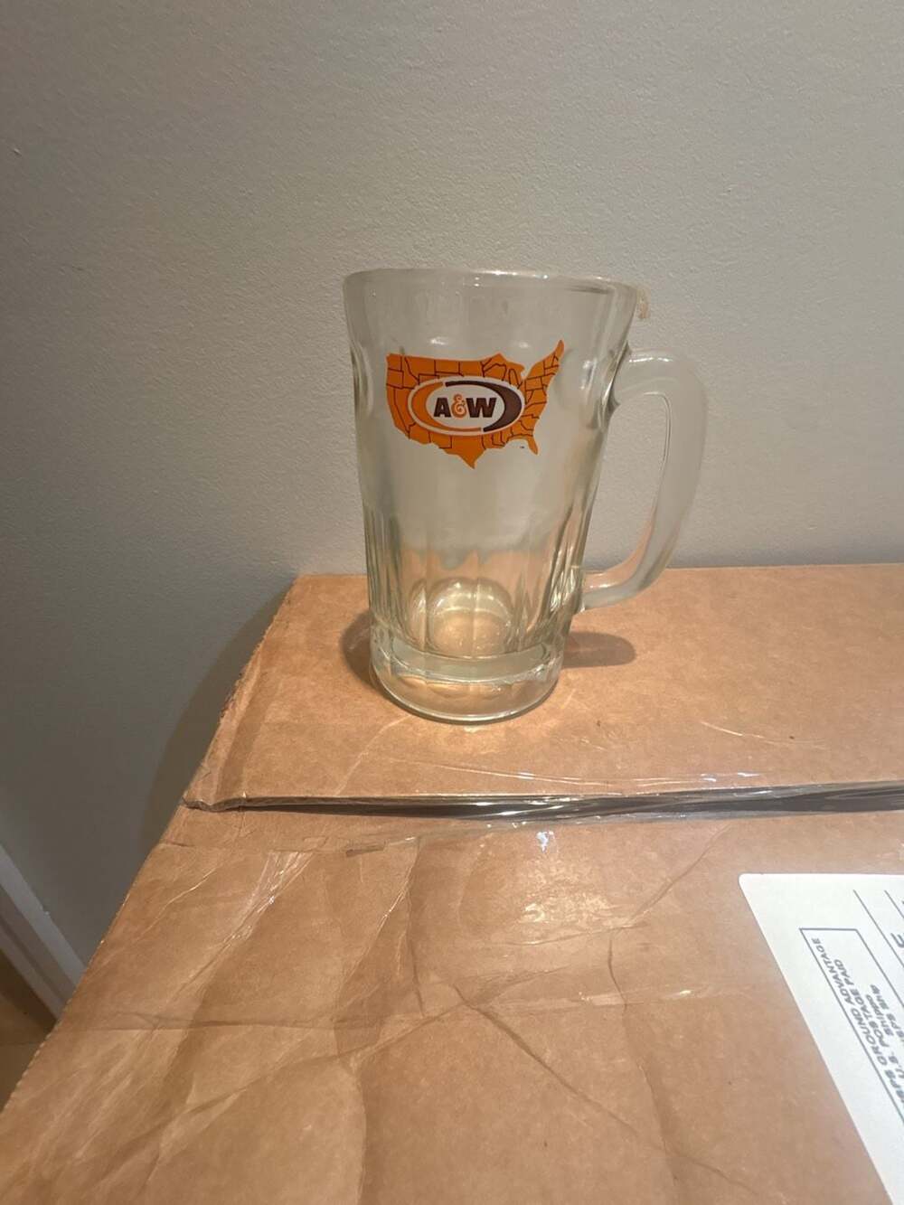 A&W Glass Mug USA Map Logo Heavy Vintage Root Beer